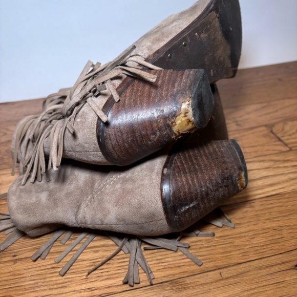 Sam Edelman Suede Fringe Ankle Boots Size 7M - Picture 6 of 13